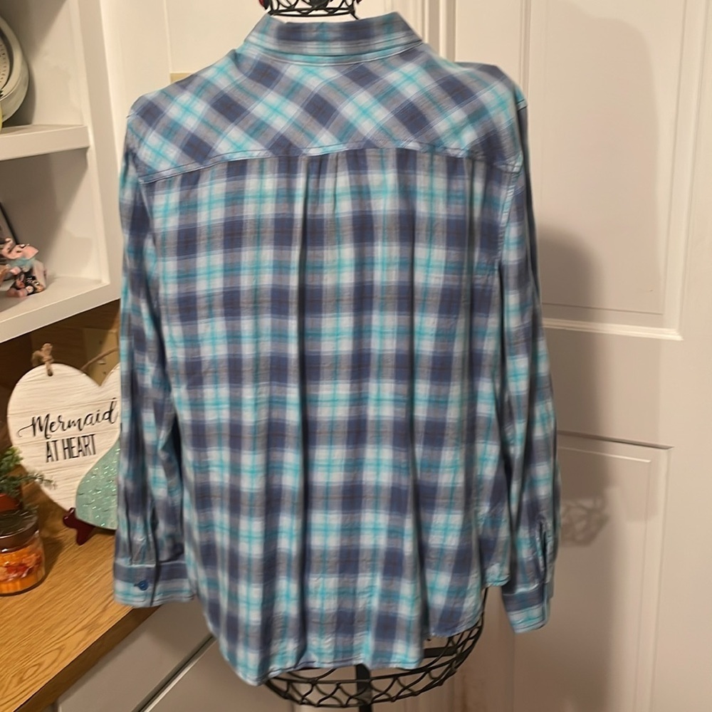 👺👺👺BOGOHO 👺👺👺Blue Plaid Button Up Shirt - Picture 6 of 10